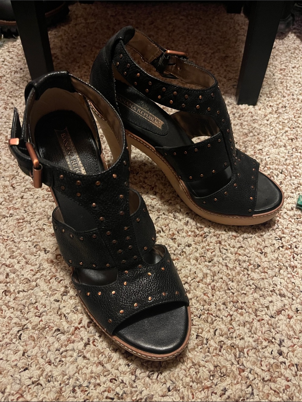 Banana Republic Black Studded clog Platform Heeled Sandals